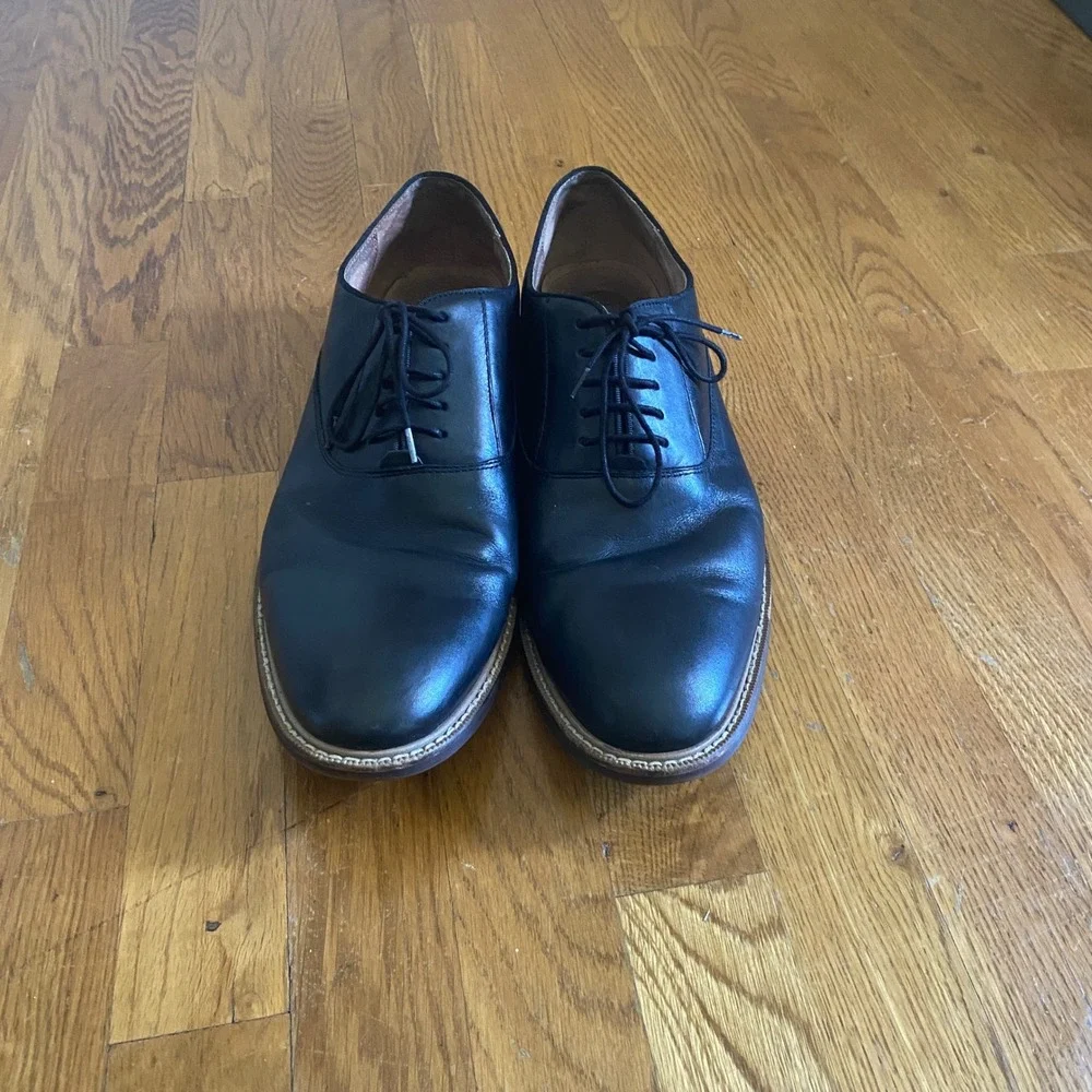 Aston Grey Leu Oxford Mens 12 Black Leather Dress Shoes Old Money Dapper 1006840